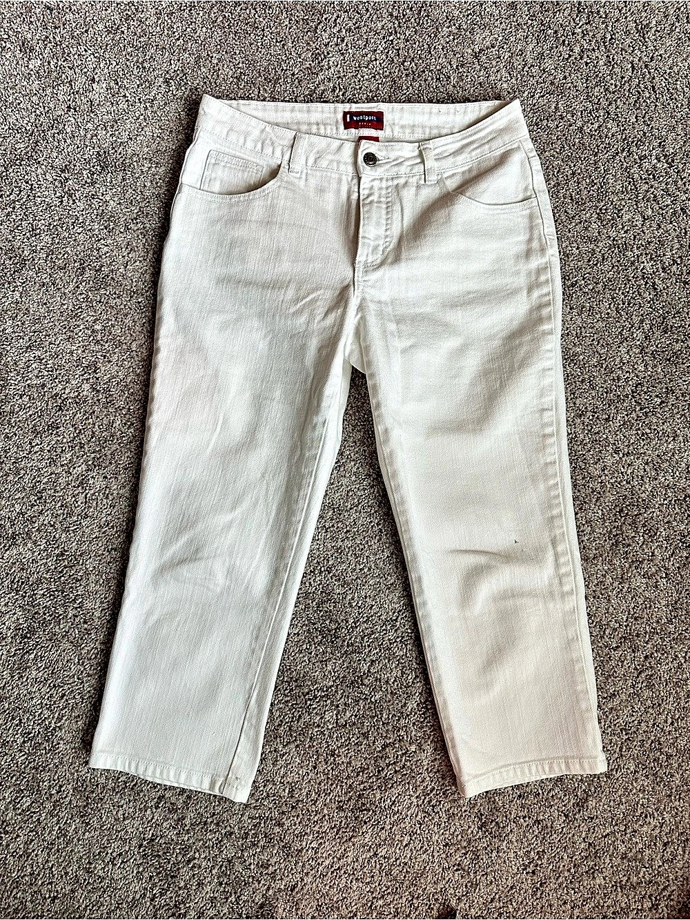 Vintage Westport White Denim Capris Size 8 Winter White Y2K Preppy